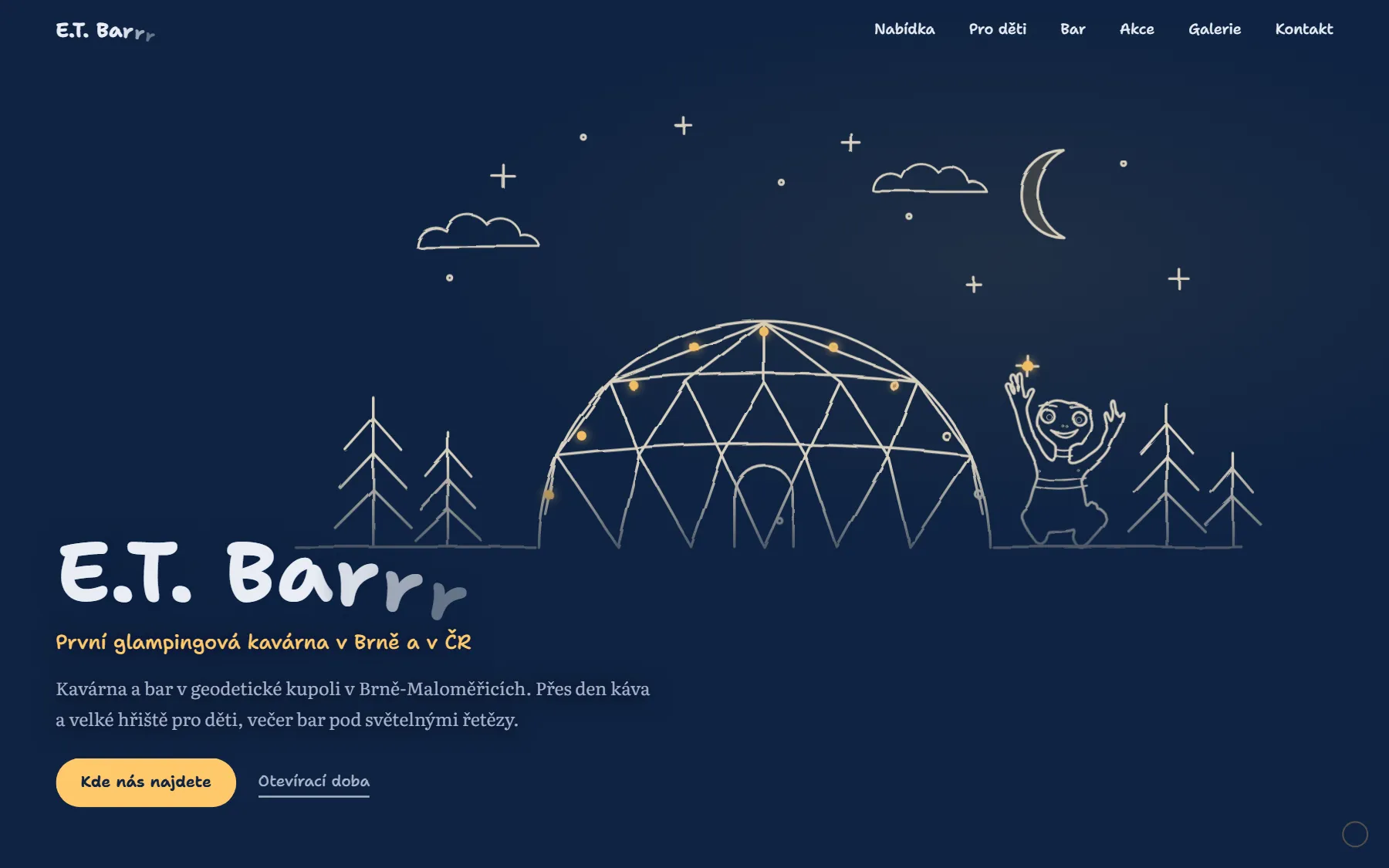 Home page of E.T. Barrr - cafe and bar in a geodesic dome