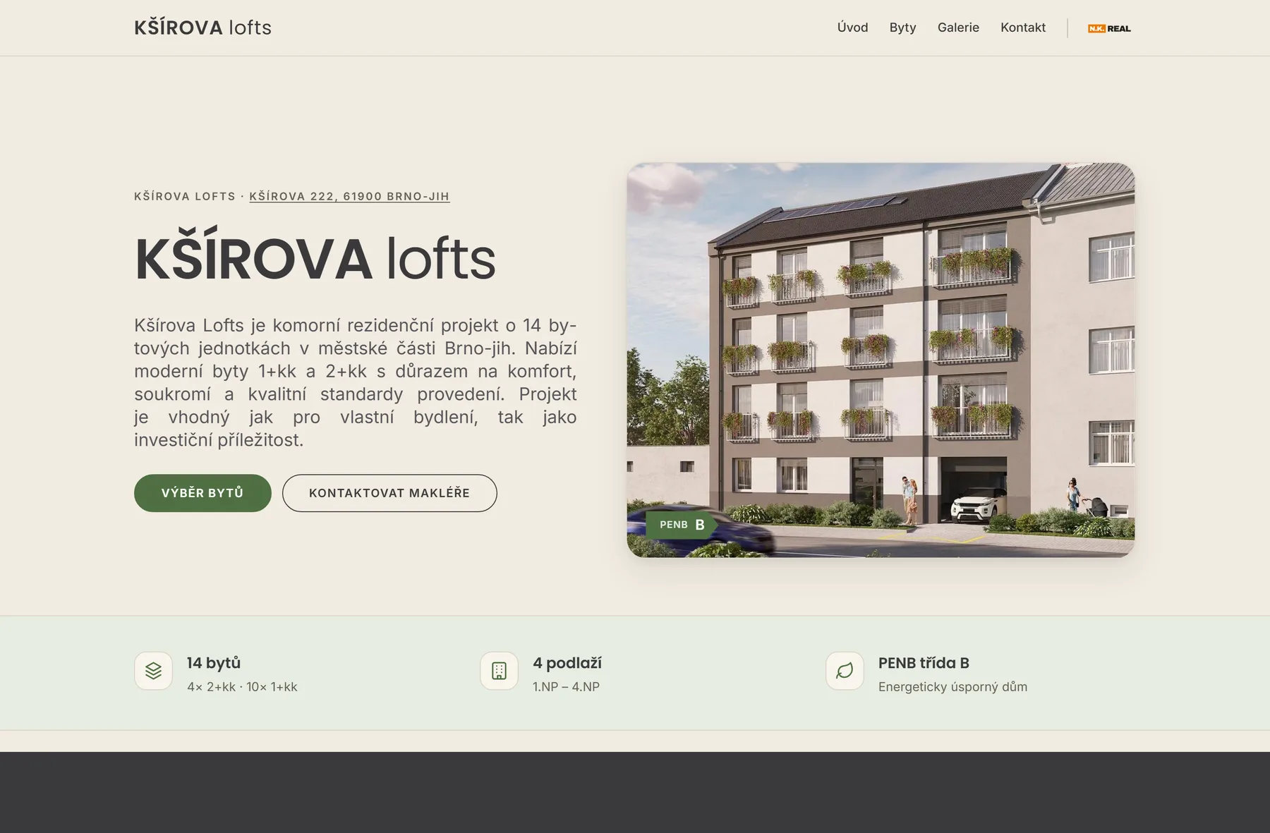 Home page of ksirovalofts.cz - Kšírova lofts residential development
