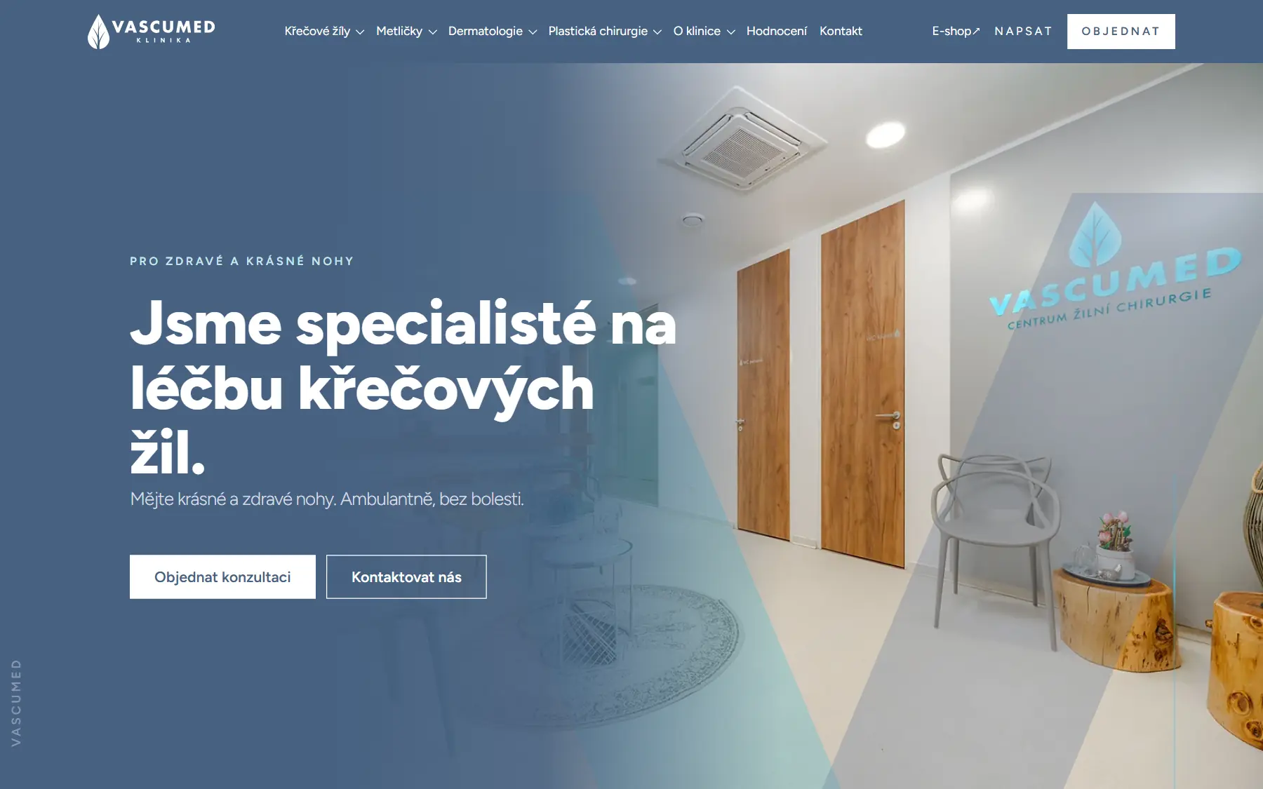 Home page for the new Vascumed clinic website
